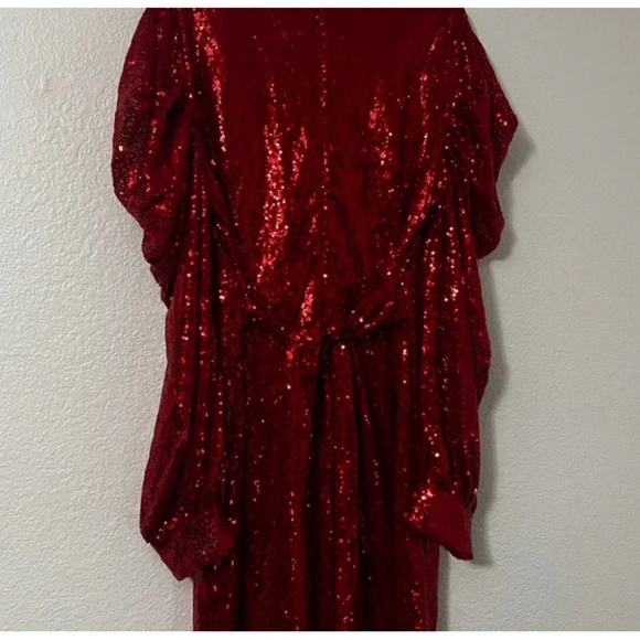 Red sequin dress gown floor length maxi gown - Picture 4 of 5